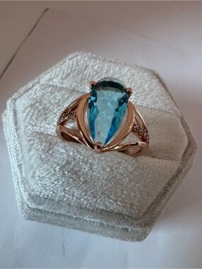 Vintage 14k 585 Rolled Gold Topaz Ring Size 8 | Classic Statement Jewelry